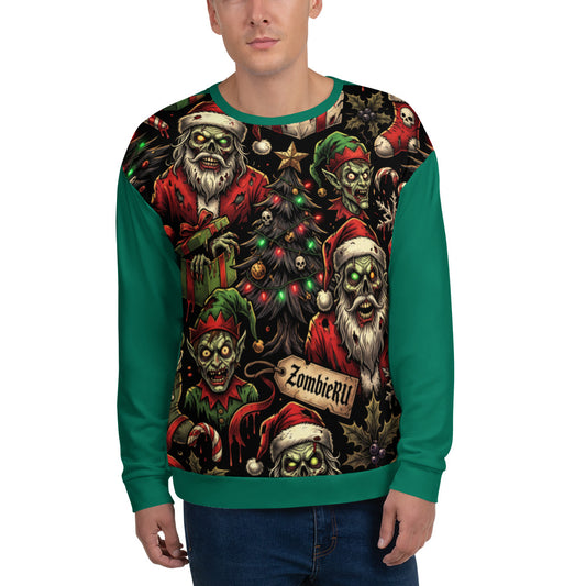 Sudadera zombie con diseño inspirado en la Navidad.
