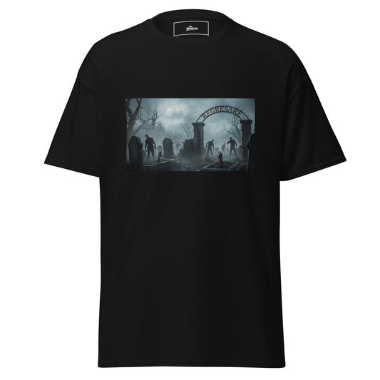 Camiseta zombie con diseño de cementerio