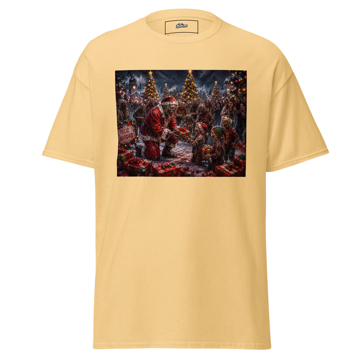 camiseta navideña zombie unisex