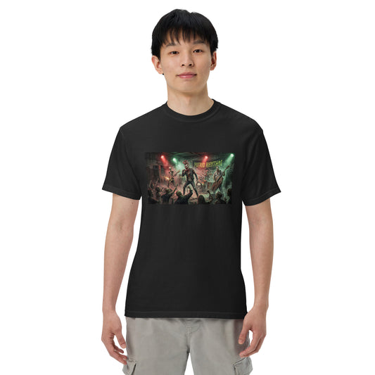 Camiseta con diseño de zombies rockeros inspirado en el rock y el horror de ZombieRU