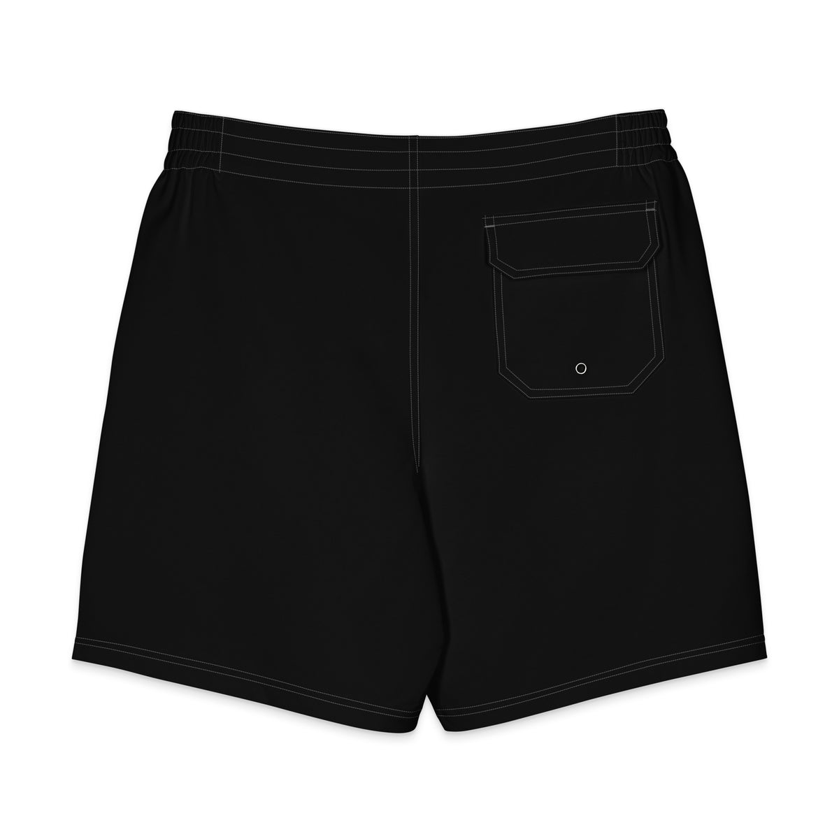 Board shorts masculinos negros para la playa vista trasera