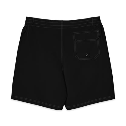 Board shorts masculinos negros para la playa vista trasera
