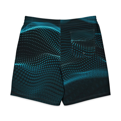 vista trasera detalle de los colores negro y azul del bañador masculino.