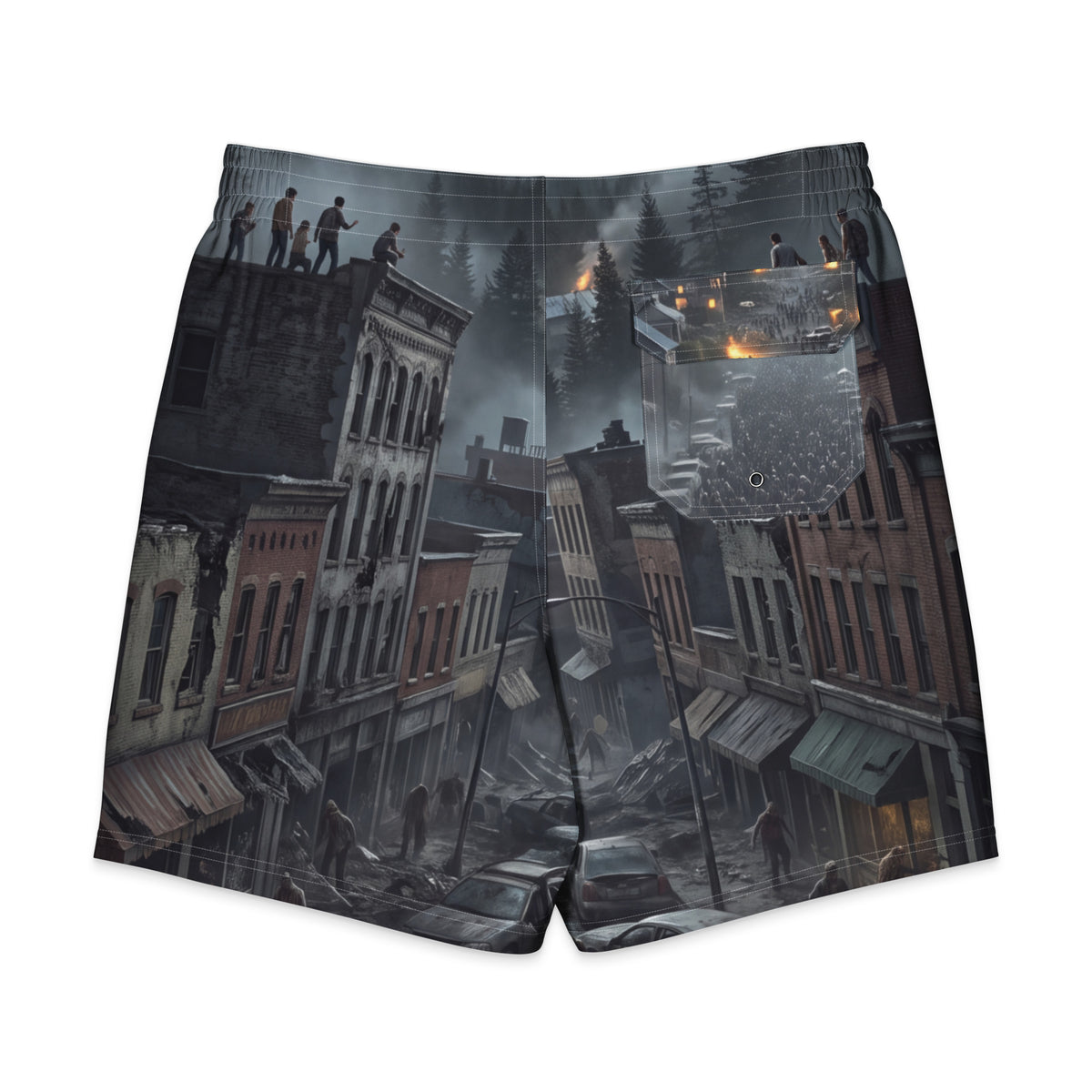 Detalle del estampado zombie del bañador masculino vista trasera 