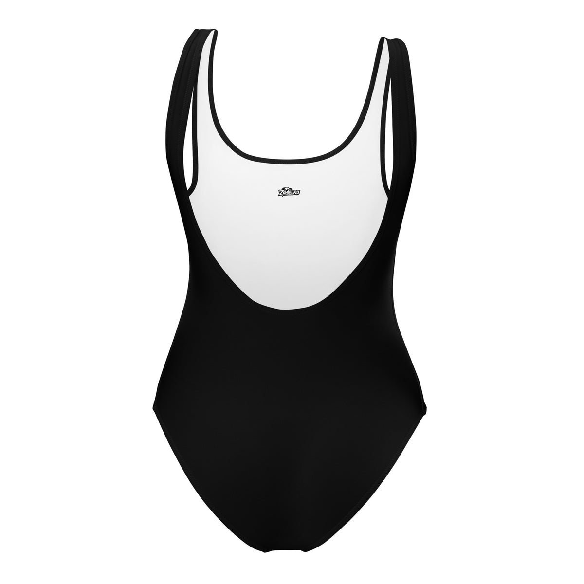 Traje de baño femenino negro para escapadas tropicales.
