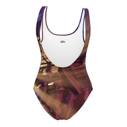 Detalle de la marca zombieru del bañador marrón para mujer.