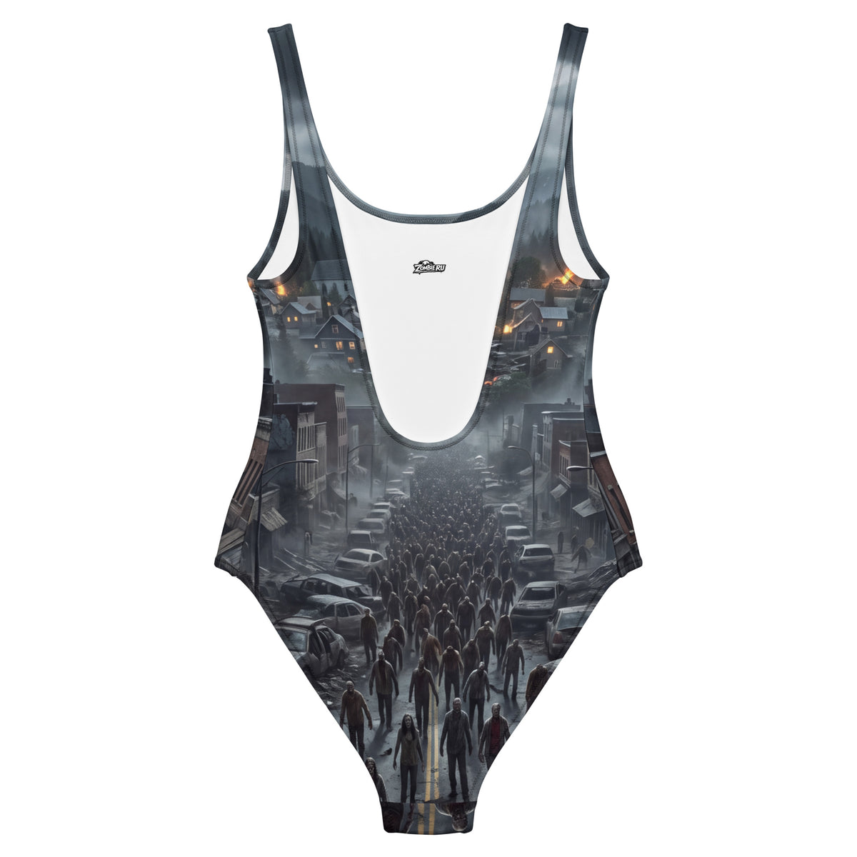  estampado zombie del bañador femenino vista trasera