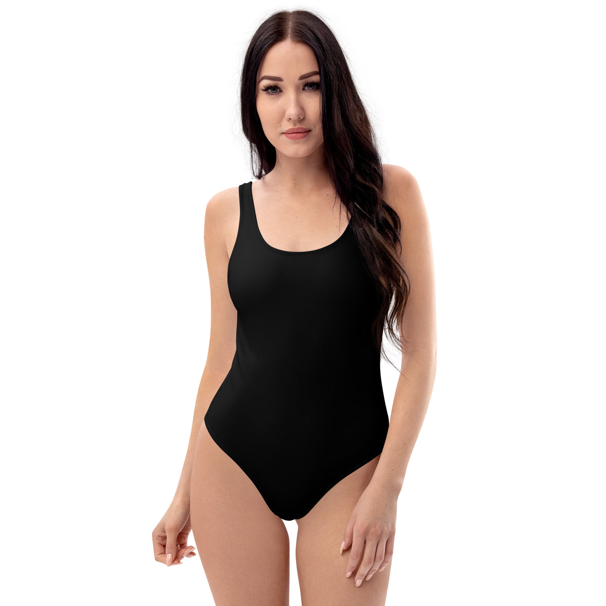 Bañador femenino negro para vacaciones de verano.