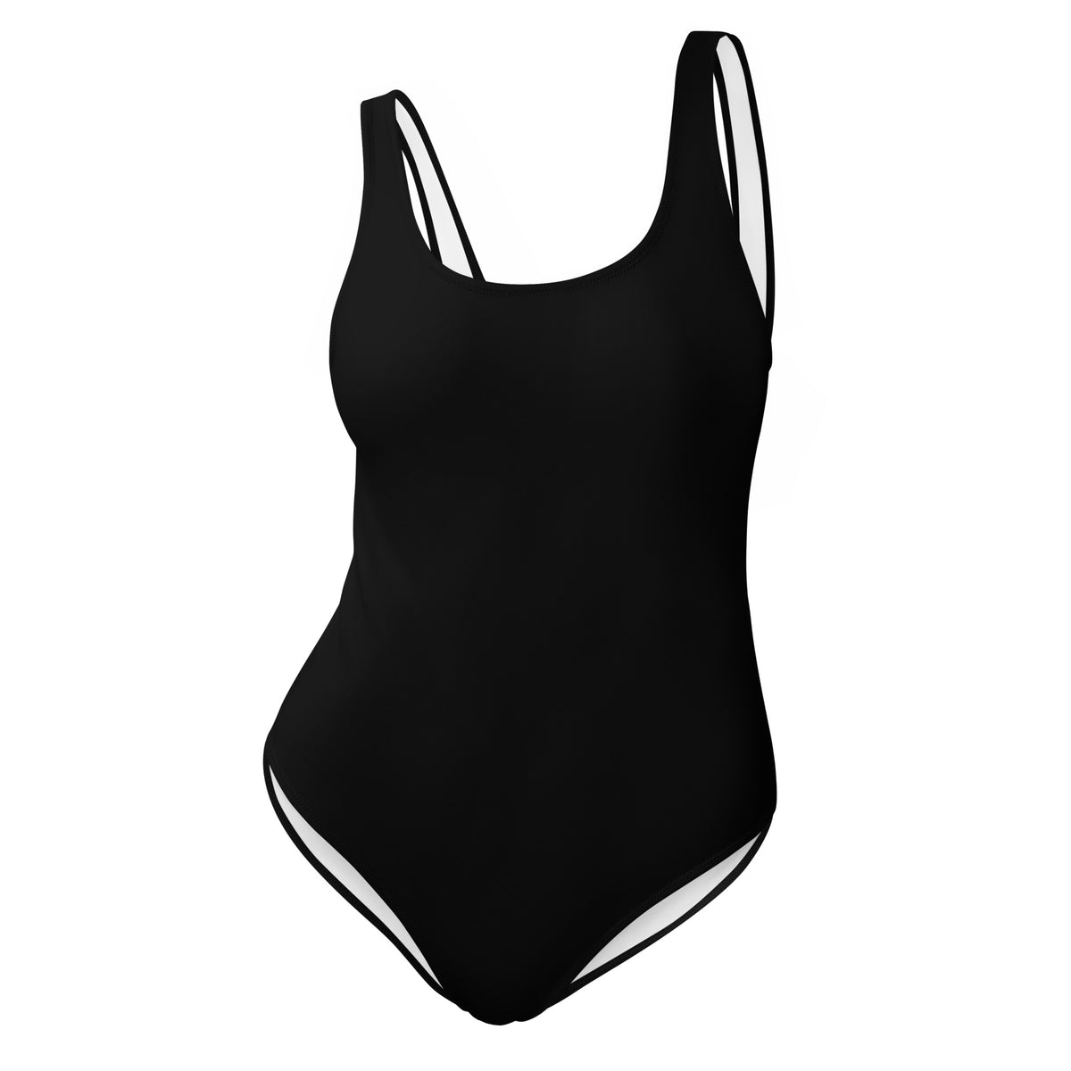 Bañador negro combinable con accesorios de playa.