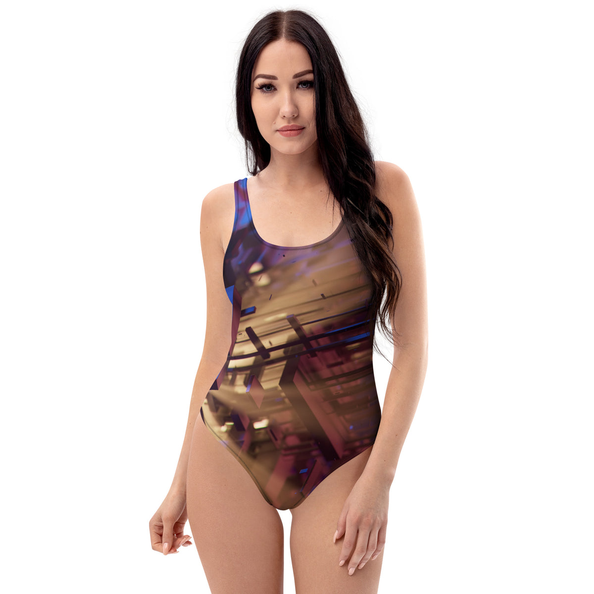 Bañador de mujer en color marrón en fotografía de producto.