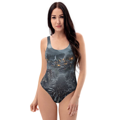 Diseño de horda zombie en traje de baño para mujer.