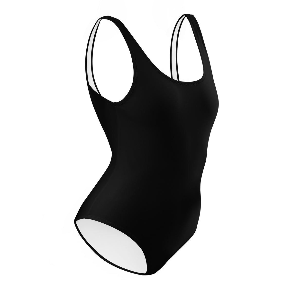 Ropa de playa femenina con bañador negro.
