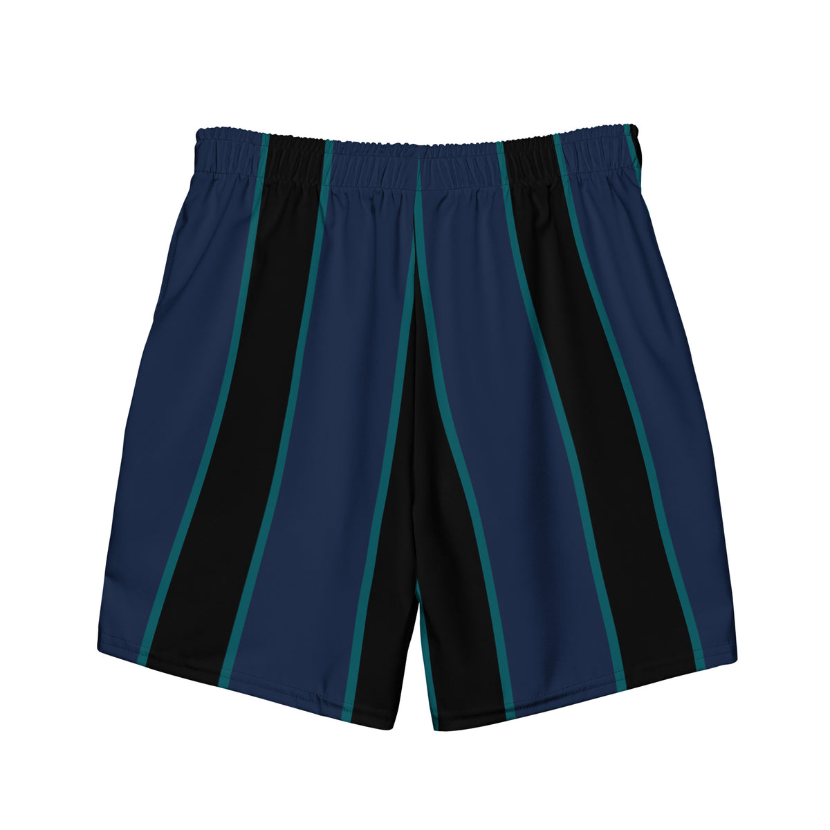Shorts de baño masculinos en tonos azules y negros.