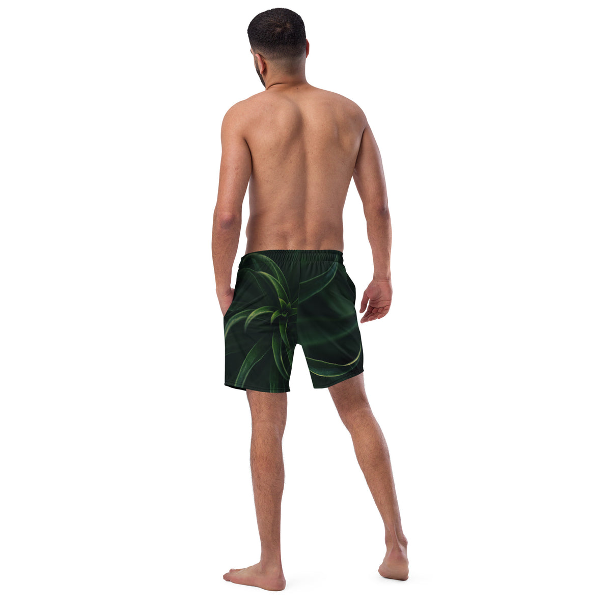 Vista trasera del bañador negro y verde, si está disponible.