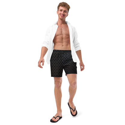 Bañador gris para hombre con estampado de círculos.