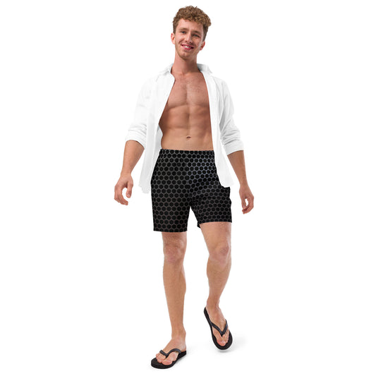 Bañador gris para hombre con estampado de círculos.