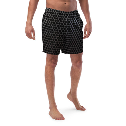 Vista frontal del bañador de círculos grises para hombre.
