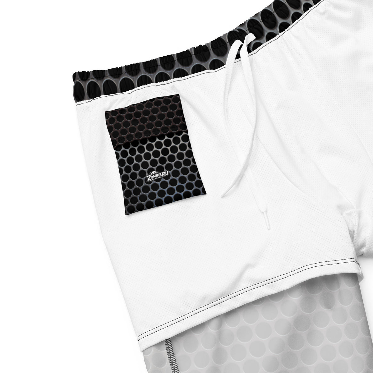 la marca zombieru de bañador gris estampado para playa y piscina.