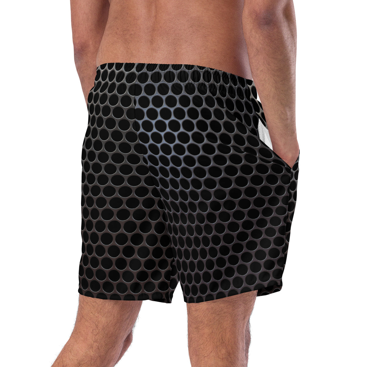 Diseño de círculos grises en bañador masculino vista trasera