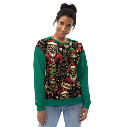 Sudadera de terror navideño con temática zombie.