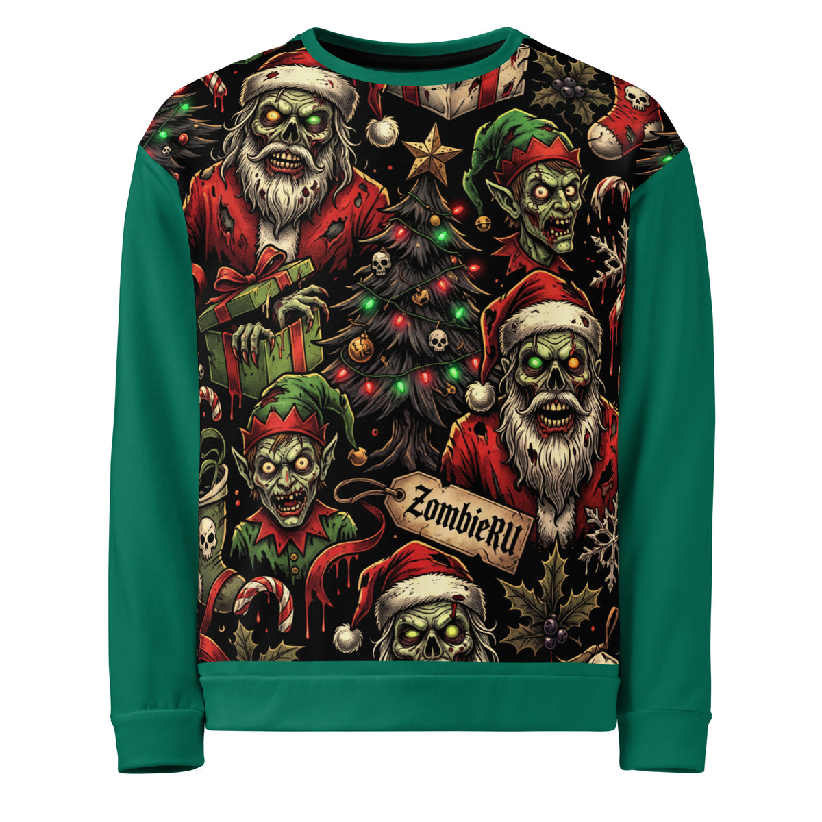 Sudadera navideña zombie unisex de ZombieRU.