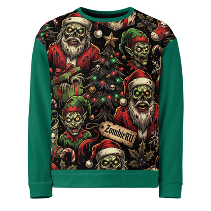 Sudadera navideña zombie unisex de ZombieRU.
