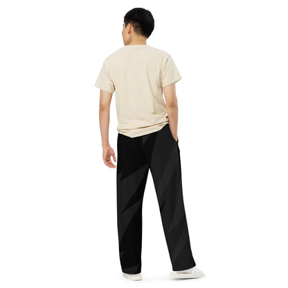 Vista trasera del pantalón ancho negro y gris