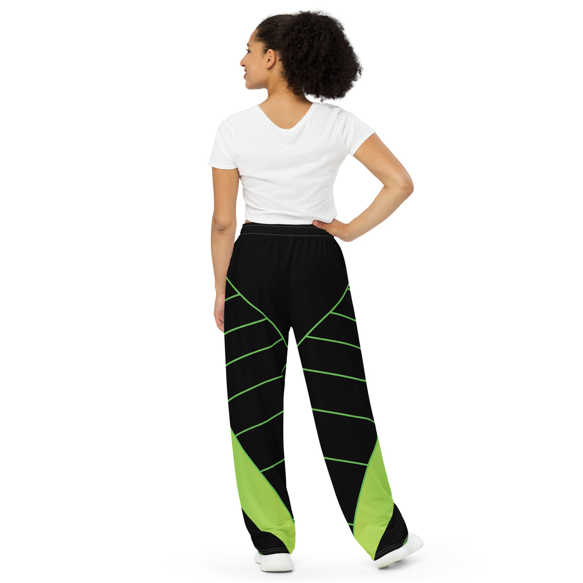 Diseño completo del pantalón negro y verde vista trasera ZombieRU