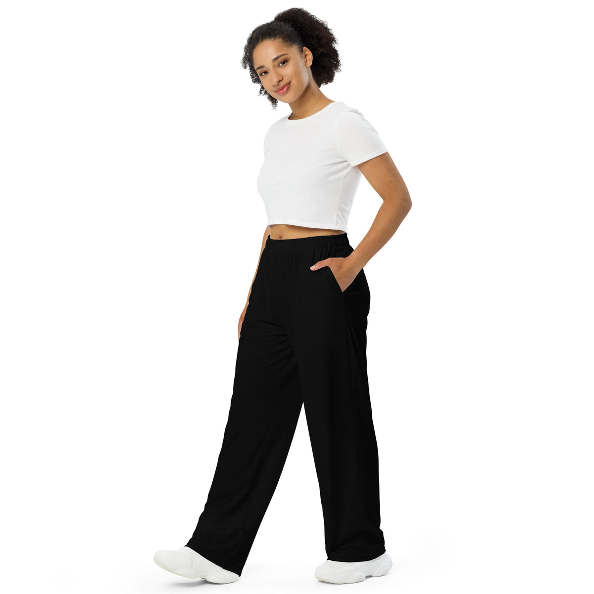 Pantalón negro unisex de pierna ancha