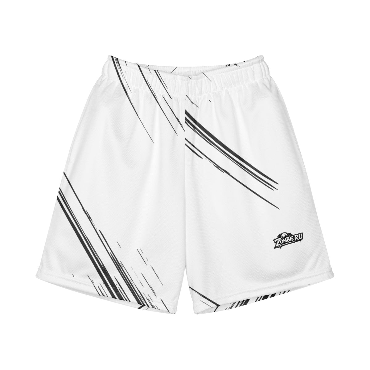 Shorts blancos de estilo deportivo con detalles negros ZombieRU.