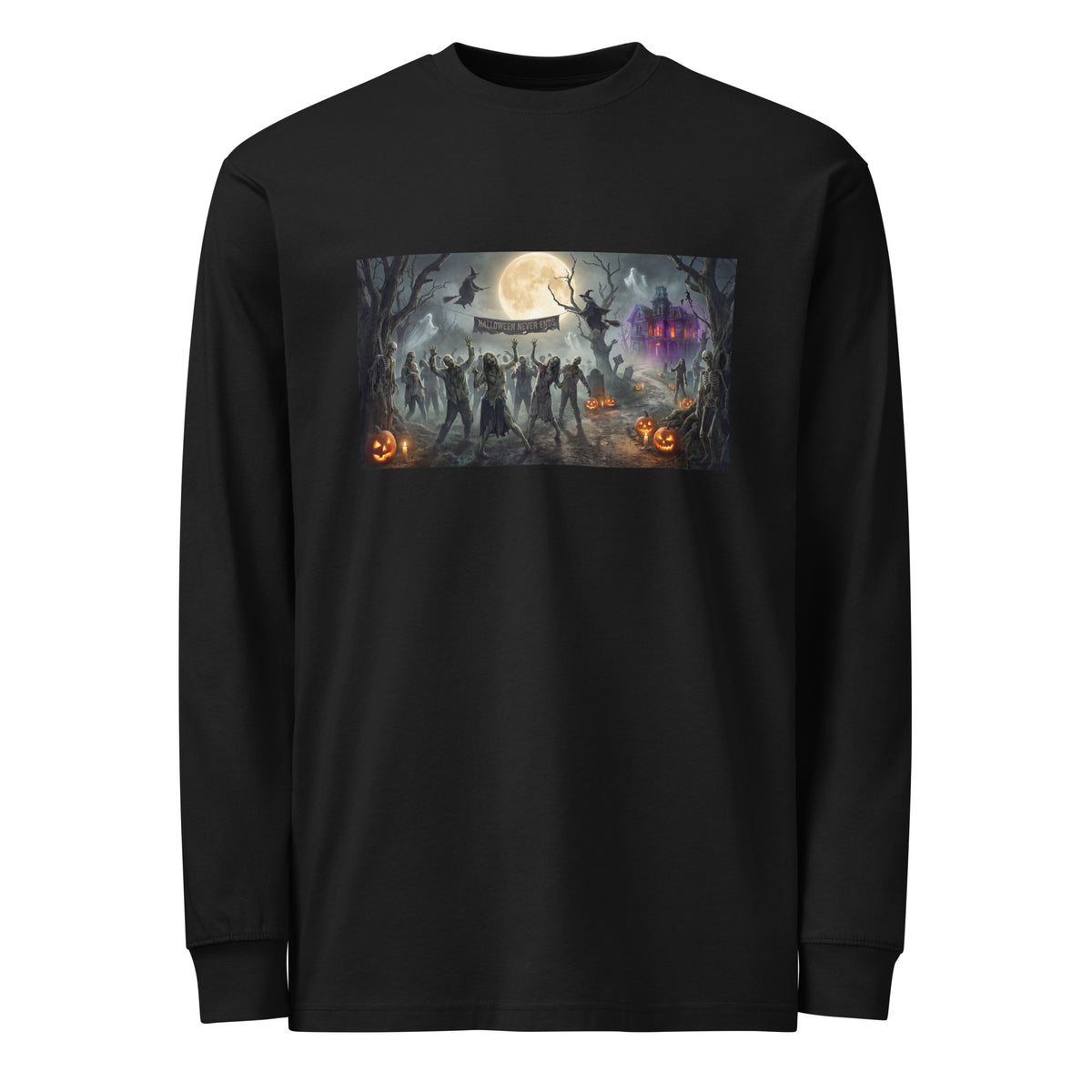 Camiseta larga de Halloween con temática zombie