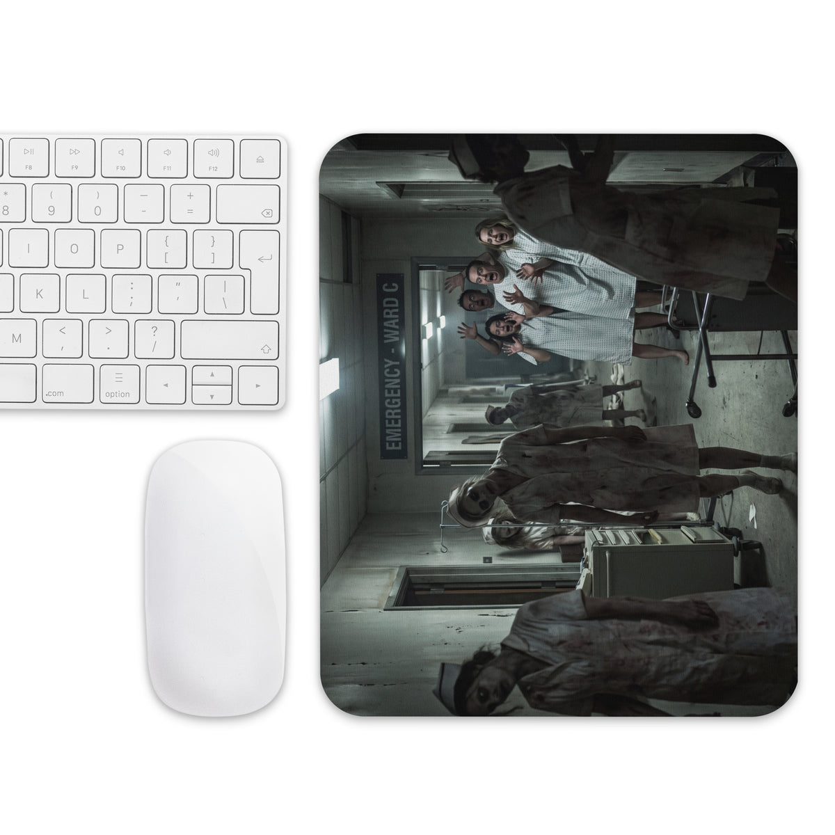 Mouse pad zombie con enfermeras de horror