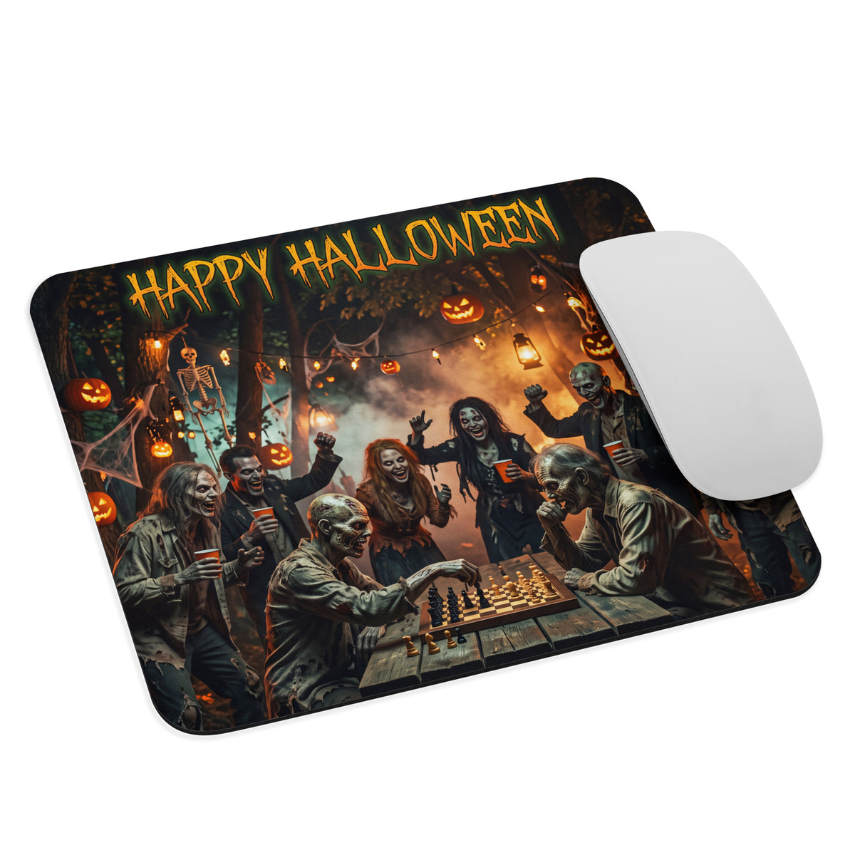 Zombies jugando ajedrez en mouse pad
