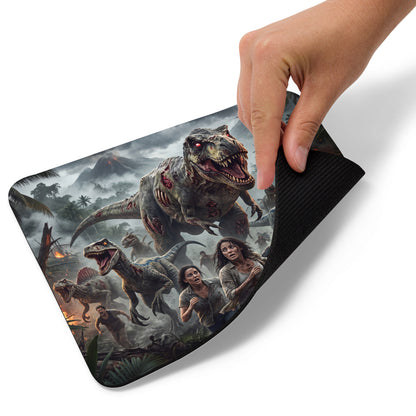 Mouse Pad con dinosaurios zombies en una isla
