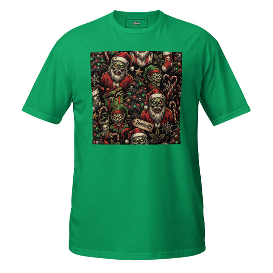 Camiseta navideña de zombie unisex de ZombieRU.