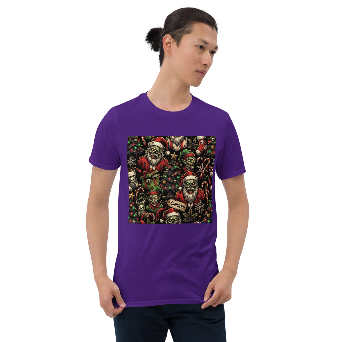 Camiseta de terror navideño con ilustración de zombies.