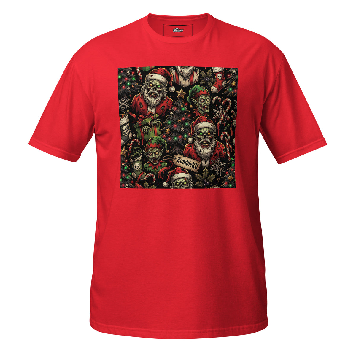 Diseño de camiseta navideña zombie para adultos.