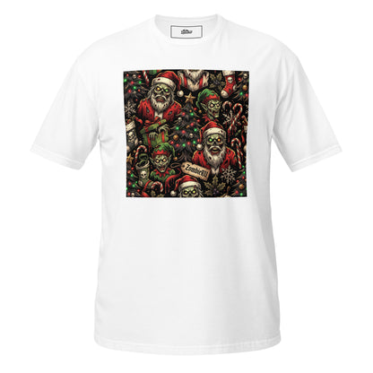 Diseño de zombies con temática festiva para camiseta.