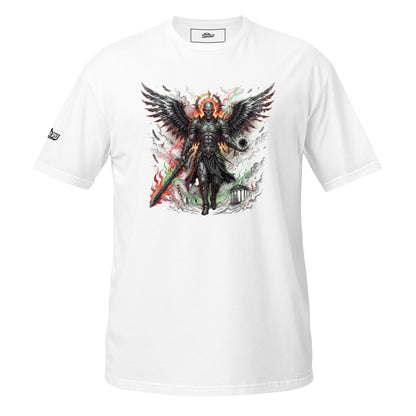 Diseño zombie de un ángel guerrero para camiseta.