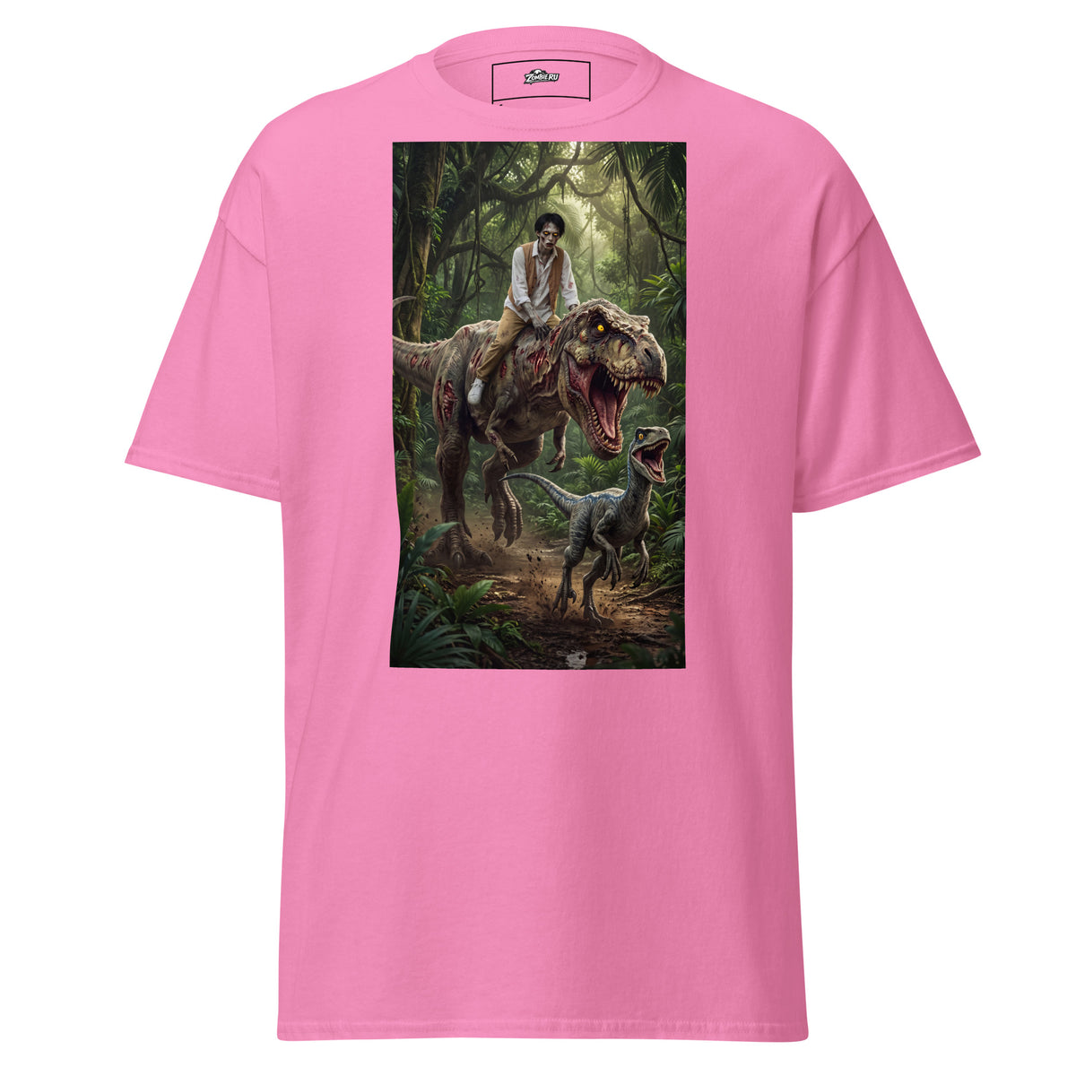 Camiseta con T-Rex y velociraptor
