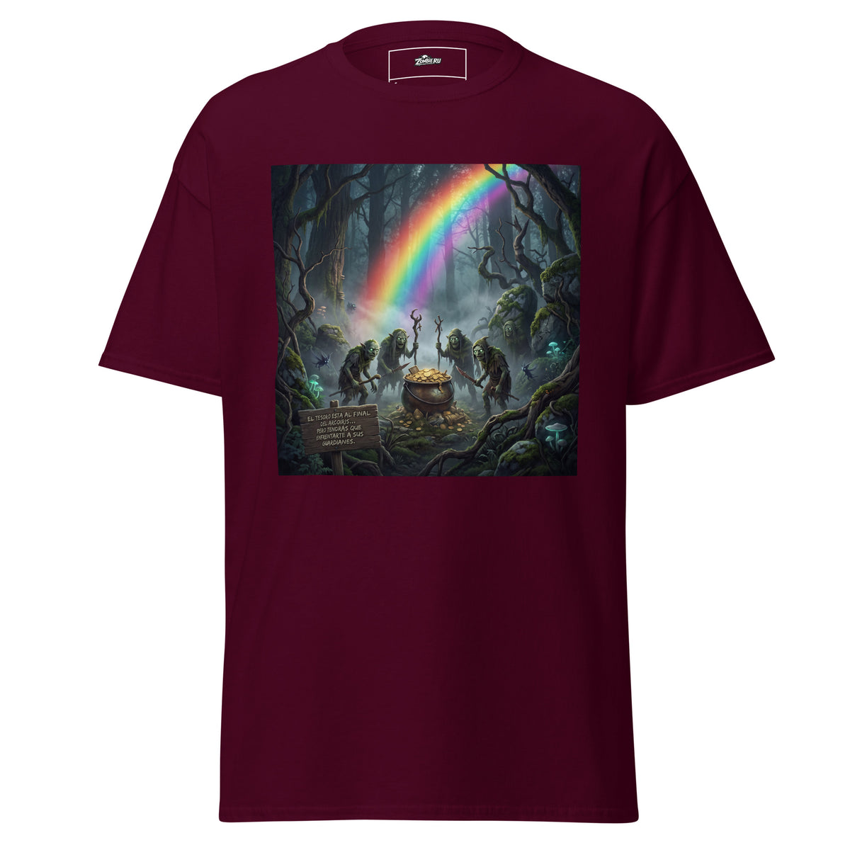 Camiseta zombie con duendes al final del arcoíris