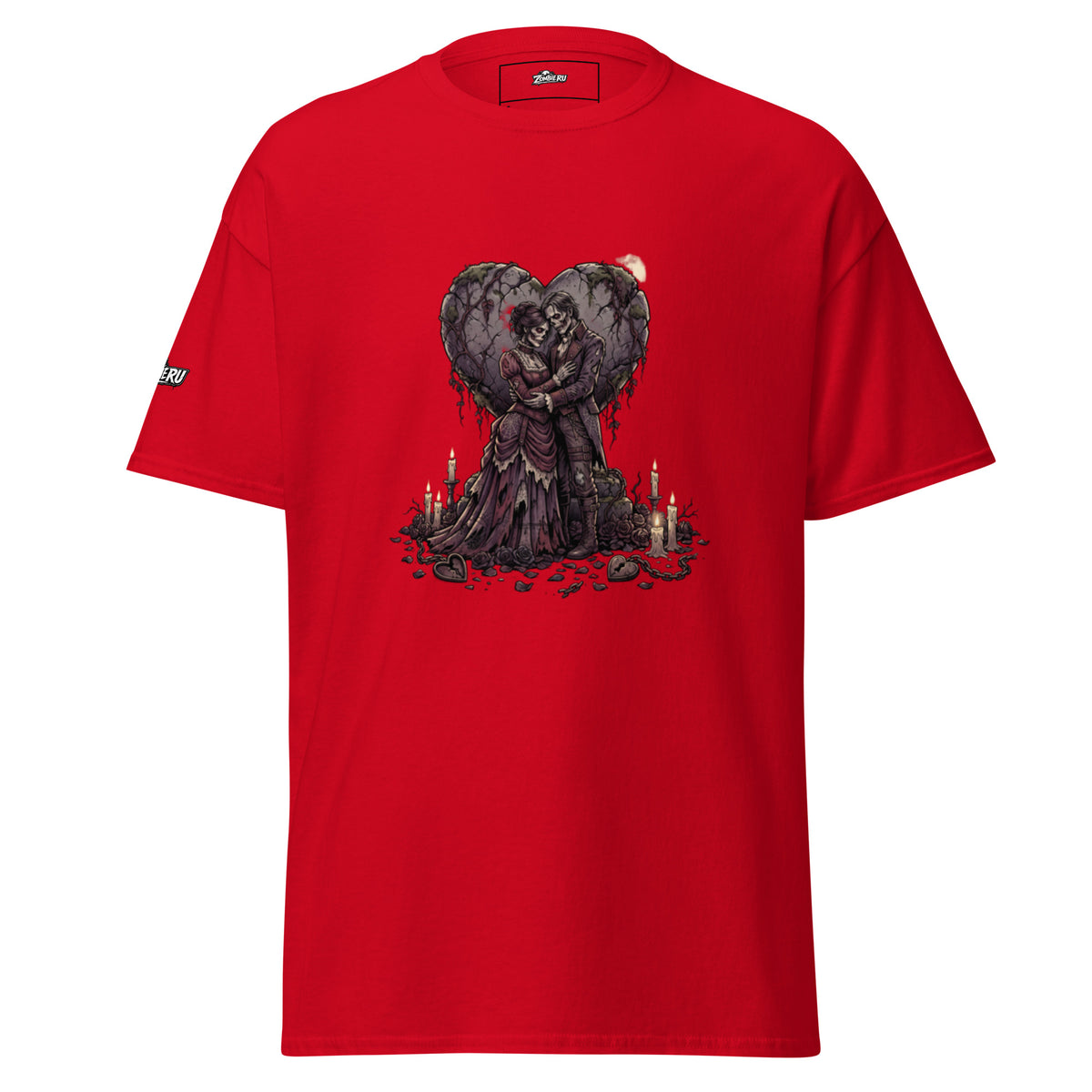Camiseta romántica con temática zombie