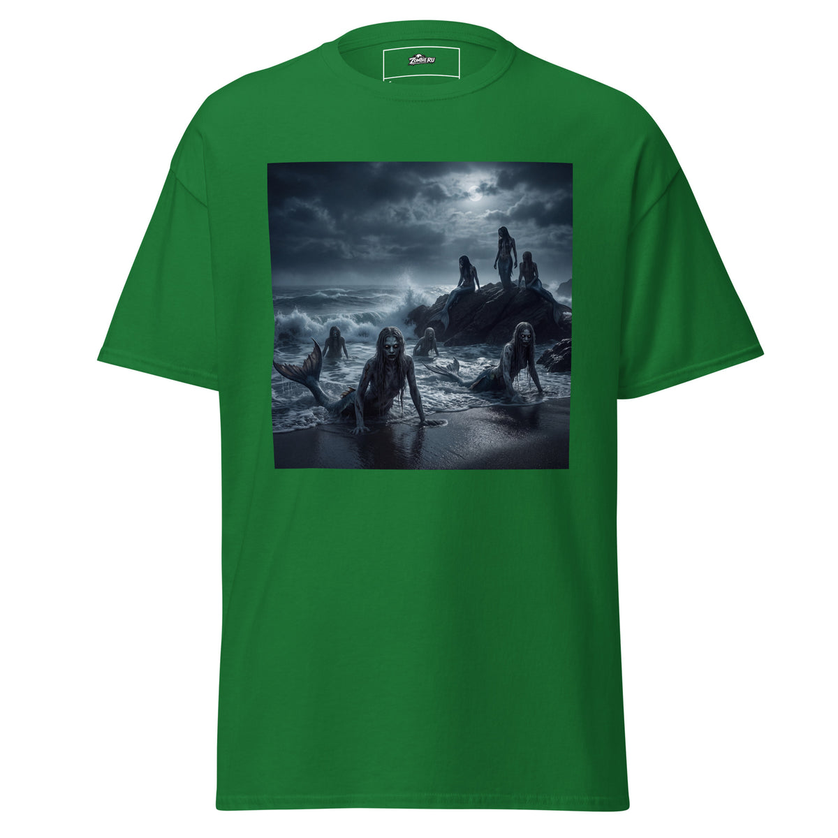 Sirenas zombie sobre rocas diseño de camiseta