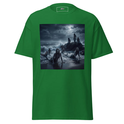 Sirenas zombie sobre rocas diseño de camiseta