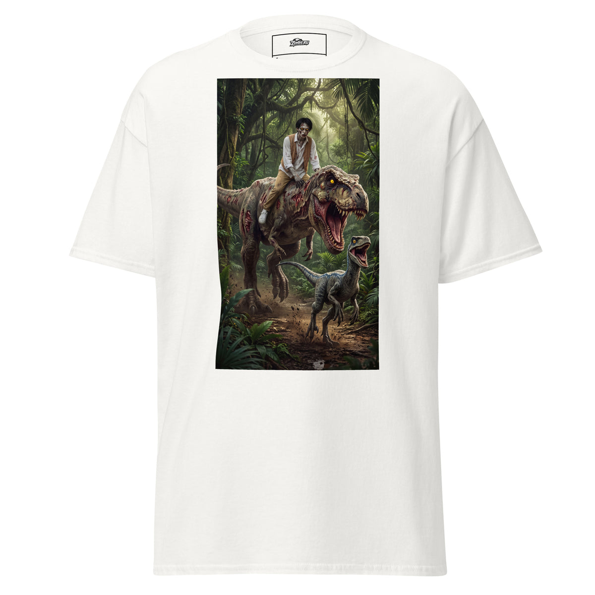 Camiseta de terror con T-Rex zombie