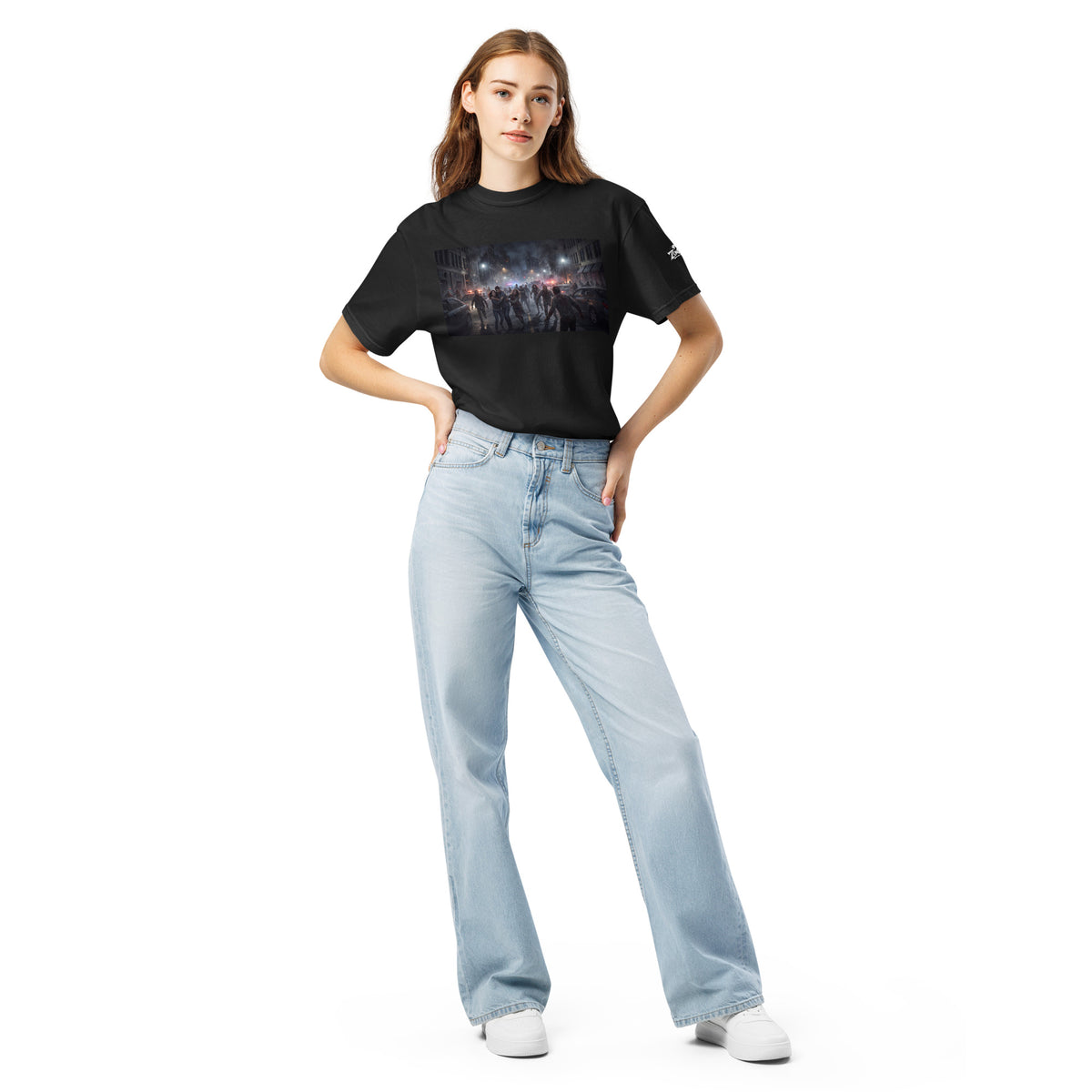 Diseño oscuro de zombies en polera unisex