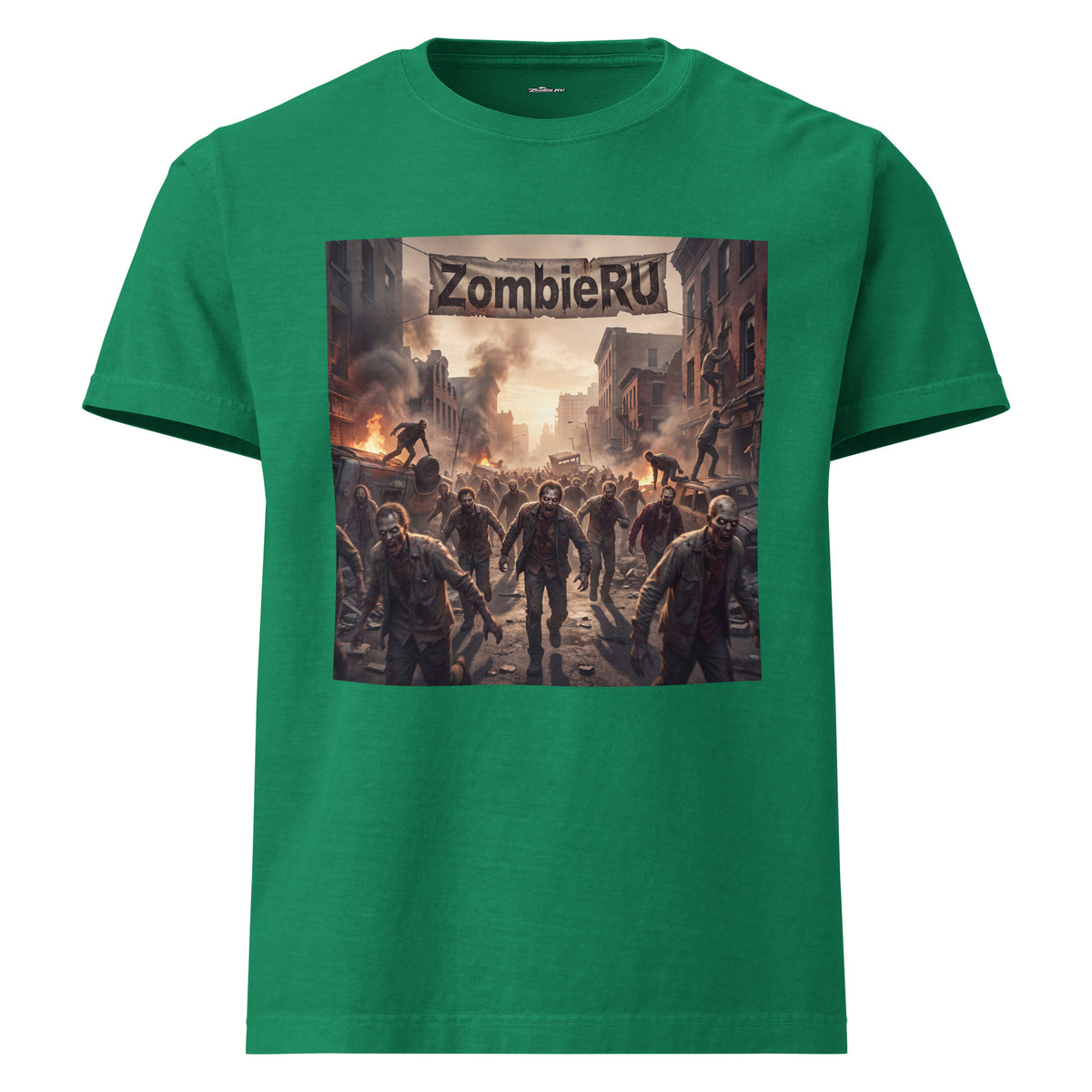 Estampado oscuro de una horda de zombies para ropa.