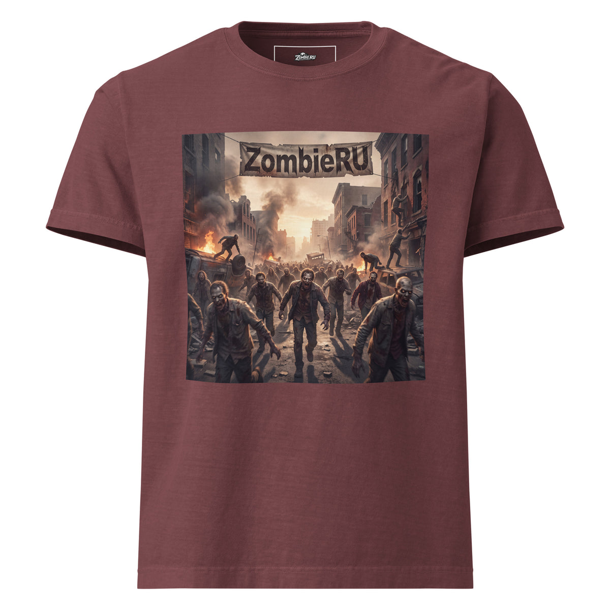 Camiseta de horror zombie con temática apocalíptica.