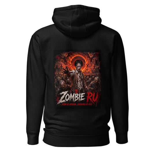Sudadera negra con capucha y diseño zombie