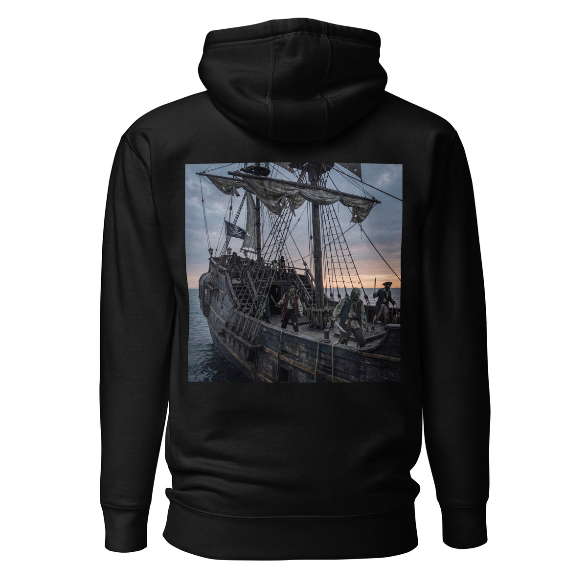Sudadera unisex con piratas zombies y barco fantasma